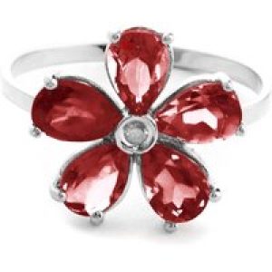 Garnet & Diamond Annabella Blooming Flower Ring in 18ct White Gold