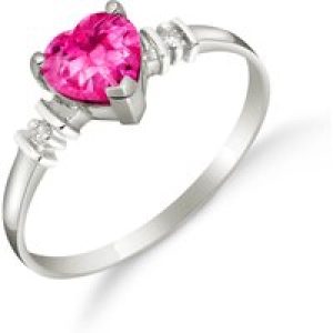 Pink Topaz & Diamond Adelia Classic Heart Ring in 18ct White Gold