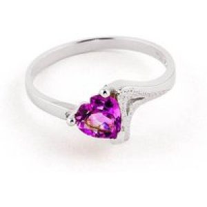 Pink Topaz Signature Textured Heart Ring in 18ct White Gold