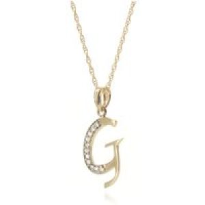 Letter G Diamond Classic Initial Pendant Necklace in 9ct Gold