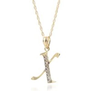 Letter X Diamond Classic Initial Pendant Necklace in 9ct Gold