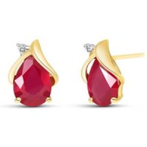 Ruby & Diamond Bethany Encased Stud Earrings in 9ct Gold