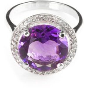 Amethyst & Diamond Octavia Halo Ring in Sterling Silver