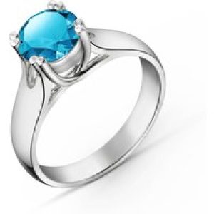 Blue Topaz Annika Solitaire Ring in 18ct White Gold