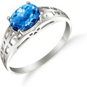 Blue Topaz Demetria Filigree Ring in 18ct White Gold