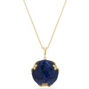 Sapphire Beatrix Round Chequer Pendant Necklace in 9ct Gold