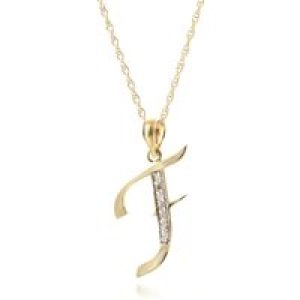 Letter F Diamond Classic Initial Pendant Necklace in 9ct Gold