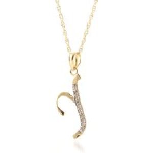 Letter Y Diamond Classic Initial Pendant Necklace in 9ct Gold