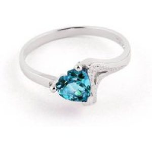 Blue Topaz Signature Textured Heart Ring in 18ct White Gold