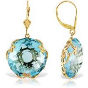 Blue Topaz Maeve Ornate Chequer Drop Earrings in 9ct Gold
