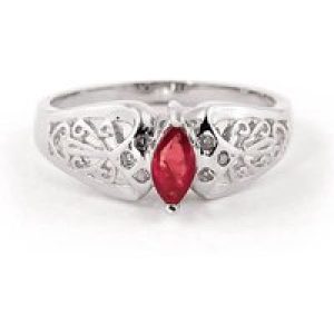Ruby Angelica Filigree Art Deco Ring in 18ct White Gold