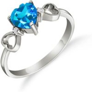 Blue Topaz & Diamond Harmony Symmetrical Trinity Ring in 18ct White Gold