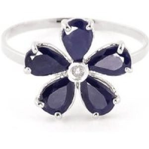 Sapphire & Diamond Annabella Blooming Flower Ring in 18ct White Gold