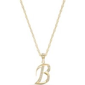Letter B Diamond Classic Initial Pendant Necklace in 9ct Gold