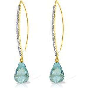 Blue Topaz & Diamond Regina Embellished Drop Earrings in 9ct Gold