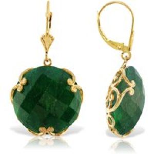Green Sapphire Maeve Ornate Chequer Drop Earrings in 9ct Gold