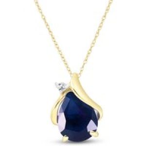 Sapphire & Diamond Bethany Encased Pendant Necklace in 9ct Gold