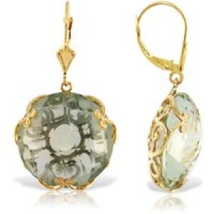 Green Amethyst Maeve Ornate Chequer Drop Earrings in 9ct Gold