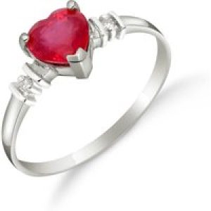 Ruby & Diamond Adelia Classic Heart Ring in 18ct White Gold