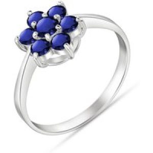 Sapphire Sicily Classic Flower Ring in 18ct White Gold