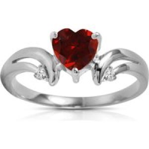 Garnet & Diamond Harmony Symmetrical Trinity Ring in 18ct White Gold
