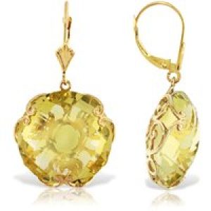 Lemon Quartz Maeve Ornate Chequer Drop Earrings in 9ct Gold