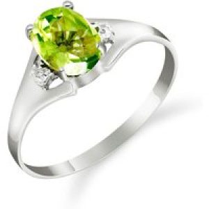Peridot & Diamond Zoe Embellished Solitaire Ring in 18ct White Gold
