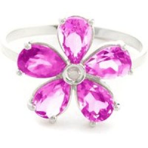 Pink Topaz & Diamond Annabella Blooming Flower Ring in 18ct White Gold