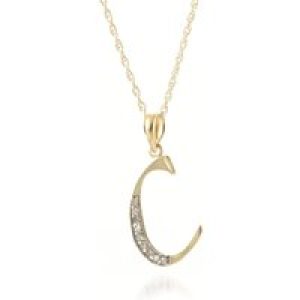 Letter C Diamond Classic Initial Pendant Necklace in 9ct Gold
