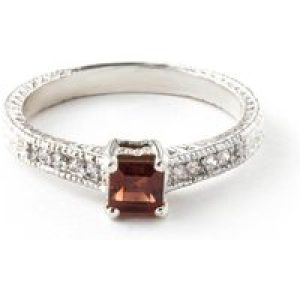 Garnet & Diamond Luciana Embellished Antique Ring in 18ct White Gold