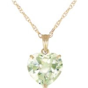 Green Amethyst Eloise Understated Heart Pendant Necklace in 9ct Gold
