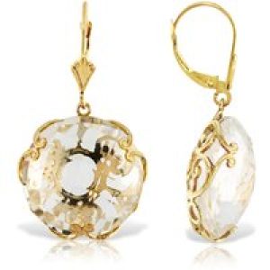 White Topaz Maeve Ornate Chequer Drop Earrings in 9ct Gold