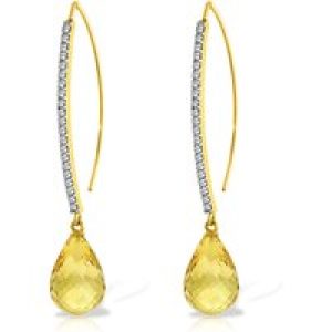 Citrine & Diamond Regina Embellished Drop Earrings in 9ct Gold