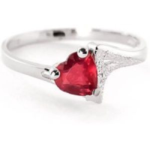 Ruby Signature Textured Heart Ring in 18ct White Gold