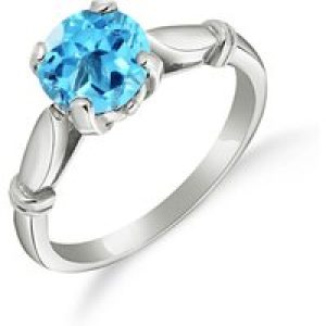 Blue Topaz Anoushka Solitaire Ring in 18ct White Gold