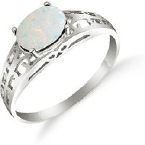 Opal Demetria Filigree Ring in 18ct White Gold