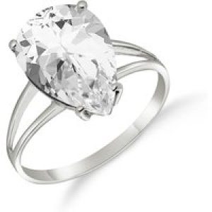 White Topaz Audrey Classic Signature Ring in Sterling Silver