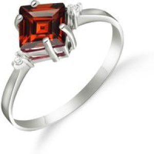 Garnet & Diamond Leona Symmetrical Ring in 18ct White Gold