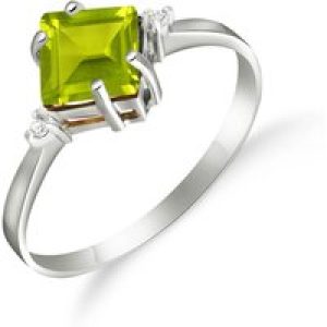 Peridot & Diamond Leona Symmetrical Ring in 18ct White Gold