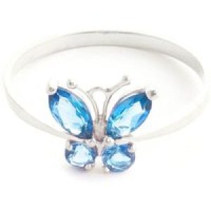 Blue Topaz Mariah Butterfly Ring in 18ct White Gold