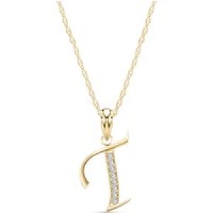 Letter T Diamond Classic Initial Pendant Necklace in 9ct Gold