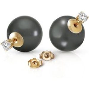 Black Pearl & Diamond Isla Statement Stud Earrings in 9ct Gold