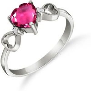 Pink Topaz & Diamond Harmony Symmetrical Trinity Ring in 18ct White Gold