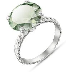 Green Amethyst Brianna Rope Ring in 9ct White Gold