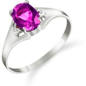 Pink Topaz & Diamond Zoe Embellished Solitaire Ring in 18ct White Gold
