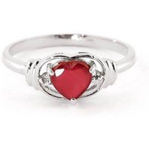 Ruby & Diamond Edeline Heart Engagement Ring in 18ct White Gold