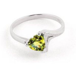 Peridot Signature Textured Heart Ring in 18ct White Gold
