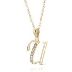 Letter U Diamond Classic Initial Pendant Necklace in 9ct Gold