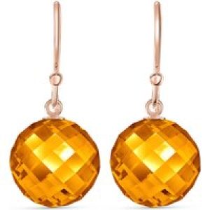 Citrine Beatrix Round Chequer Earrings in 9ct Rose Gold