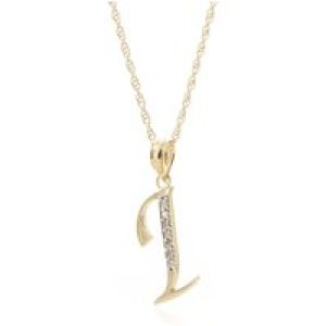 Letter I Diamond Classic Initial Pendant Necklace in 9ct Gold